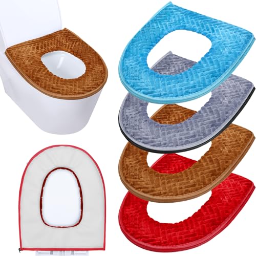 Riakrum 4 Pcs Toilet Seat Covers Pads for Bathroom Comfortable