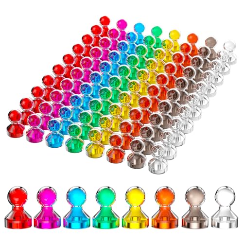 Fervalyna 80 Piezas Iman Nevera, Imanes Pizarra Magnetica, Colorido Magnético Chinchetas, Imanes Pequeños Fuerte, para Pizarra, Mapa, Calendario, Escuelas y Oficinas, 11x17 mm, (8 Colores)