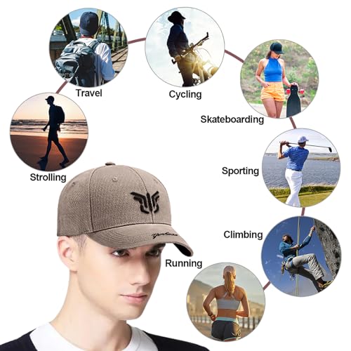 Enwokran Baseball Cap for Men with Adjustable Buckle, Unisex Peaked Embroidery Breathable Summer Sun Hat Sports Cap for Outdoor Causal Coton Trucker Hip Hop Dad Hat (Khaki) - Image 7