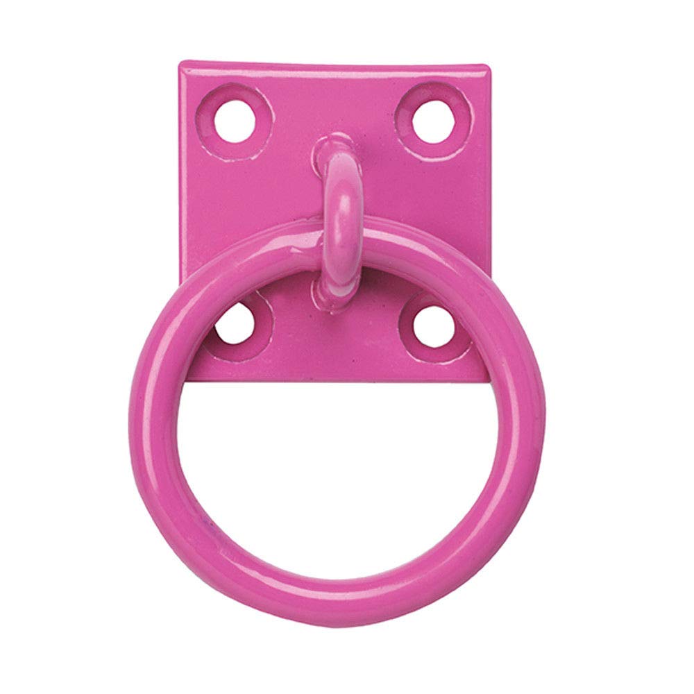 Haven Heritage Pink Equestrian Coloured Tie Ring On 50Mm Plate Stable Tie Up Ring Horse Pony (Pink)