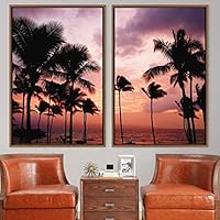 2 Piece Framed Canvas Wall Art Palm Tree Canvas Prints Home Artwork Decoration for Living Room,Bedroom - 16
