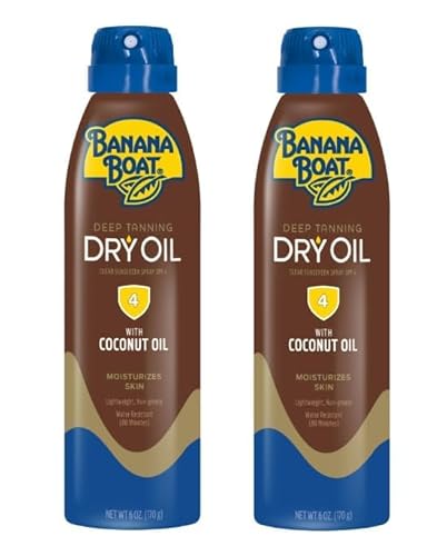 Skin Care Boat Deep Tanning Dry Oil Clear Spray Sunscreen SPF-4, 6 fl oz (2 Pack)