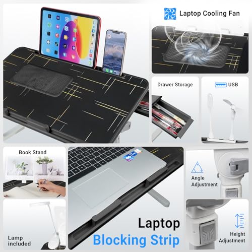 Image of iXTRA Adjustable Laptop Lap Desk with Cooling Fan USB Light for Adults 60 * 40cm,Black