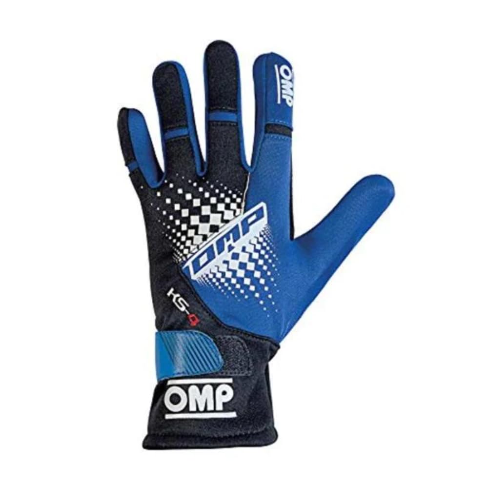 OMP KS-4 Karting-Handschuhe (Grün/Schwarz, Größe 5) – Veloursleder, Verstellbares Handgelenk, Gepolsterter Knöchel