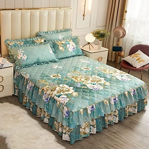 Konsilsa Bed Skirt Bedspread Coverlet, Queen King Size Single Size Pleated Dust Ruffle Dust Ruffled Bed Skirts Wrinkle and Fade Resistant (Color : E, Size : 150x200cm(59x79inch))