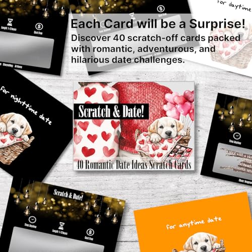 Date Night Scratch Off Cards, 40 Fun and Romantic Scratch Off Date Ideas for Him, Her, Wife, or Husband, Girlfriend, Boyfriend, Perfect for Date Night, Couples Gift for Valentine's Day, Anniversaries, and Birthdays - Thumbnail 2