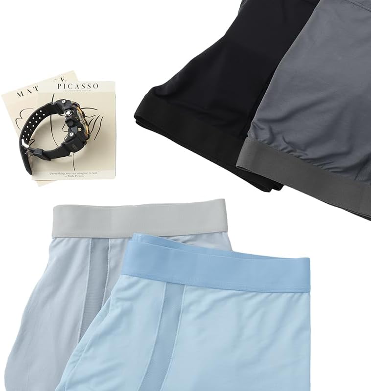 Auxo Mens Underwear Boxer Briefs With Pouch Modal Mesh Breathable Underwear No Riding Up Moisture Wicking 4 Pack - Image 2