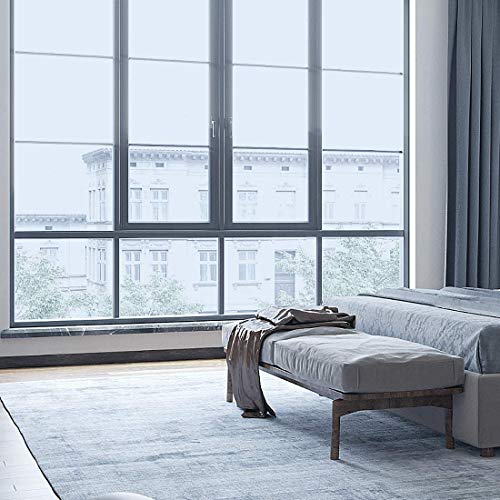 WPCTEV One Way Mirror Window Film Daytime Privacy Heat Control Film Solar Film Non-Adhesive Window Tint for Home and Office Blue & Silver 6 Mil 17.5 Inch x 6.5 Feet