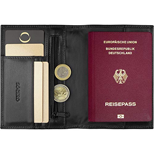 Protege Passeport Organisateur de Voyage - Accessoire Voyage Porte Passeport, Zip, Protege Carte Grise, permis de Conduire, Cartes de crédit, Cuir