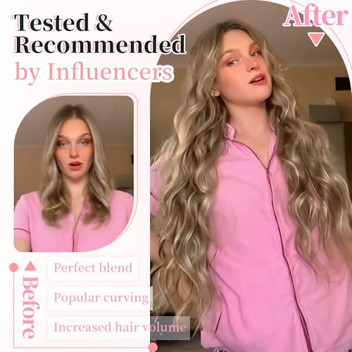 Image of KooKaStyle Wavy Thick Clip in Hair Extensions 20 inch Brown mix Ash Blonde