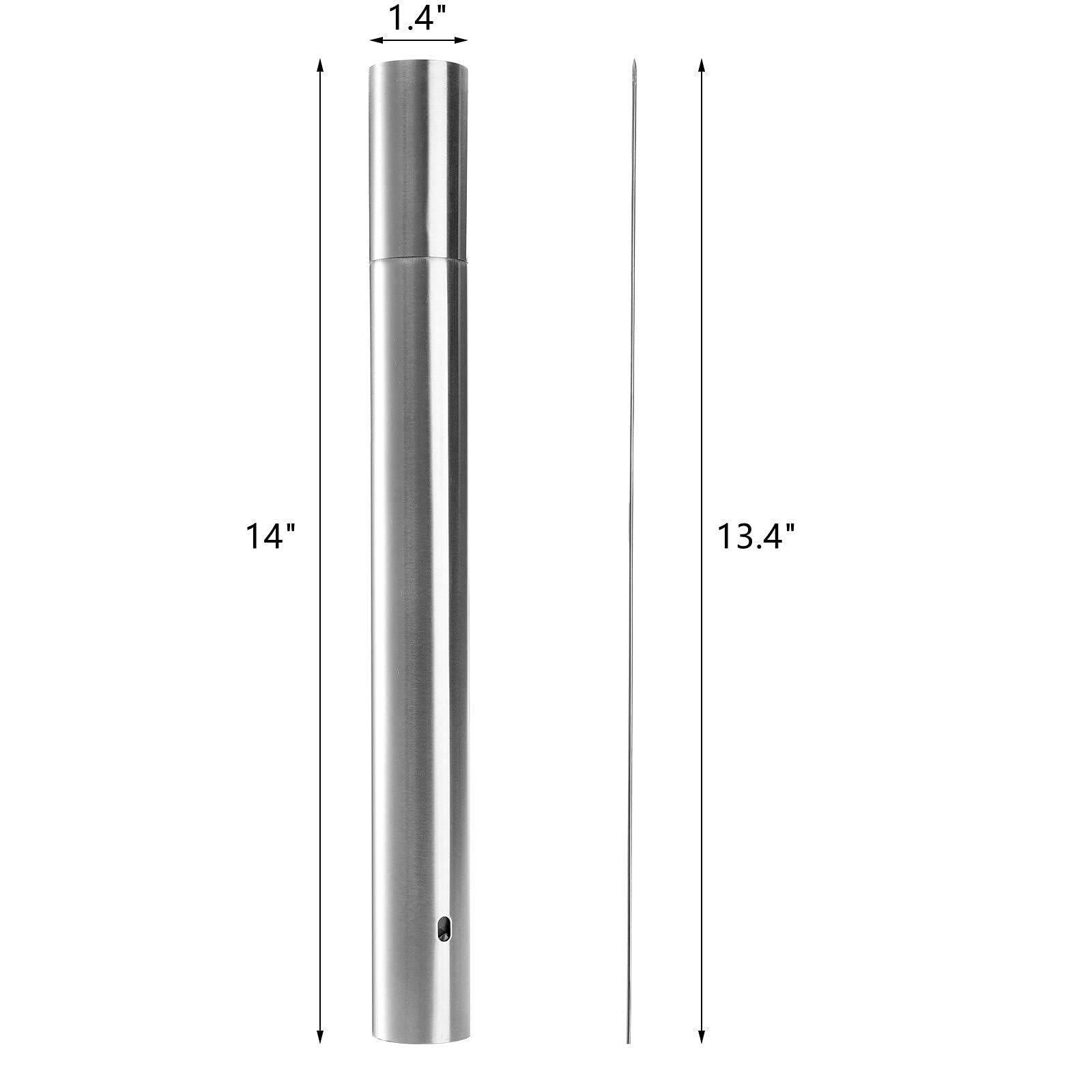 ZEAYEA 200 pinchos de barbacoa, pinchos de acero inoxidable de 34 cm para barbacoa con tubo de almacenamiento portátil para asar a la parrilla, carne de camarón, pollo y verduras al aire libre
