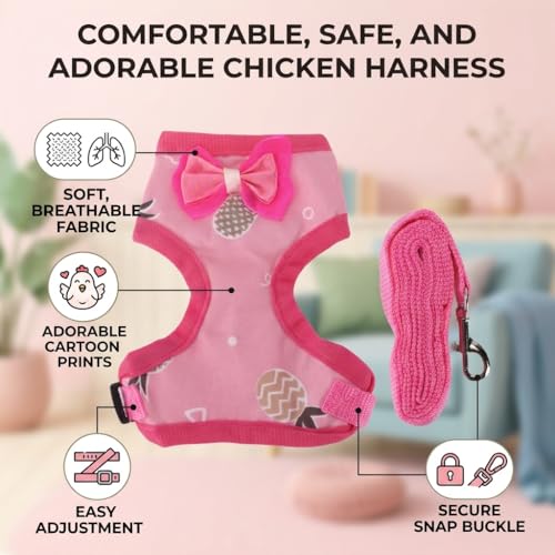 Image of Adjustable Chicken Harness with Leash, Breathable Mesh Training Vest for Small Pets Hen Duck Goose Outdoor Walking Traction Rope
