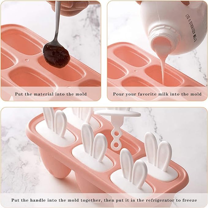 DIY kreative Ice Cream Form wiederverwendbar, 6 Eisformen, Eis am Stiel-Form-Set, Eis am Stiel-Eismaschine, wiederverwendbare Eisstäbchen