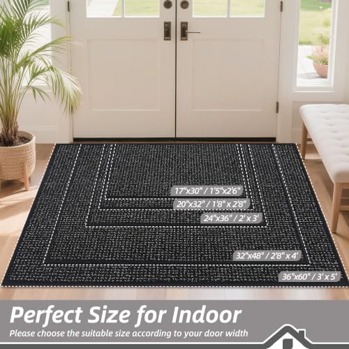 Image of BEQHAUSE Dirt Trapper Door Mat 17 inch x 30 inch, Non-Slip Doormats, Black | (Rolled-Up NO Creases) Washable Entryway Rugs,Dirt Resist and Absorbent Welcome Mat,Low Profile Floor Mat for Front Back Door