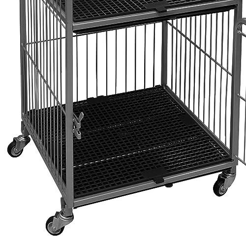 Canil Gaiola Vertical 3 Lugares Cães Cachorro Pet Shop Tosa Cor:Prata