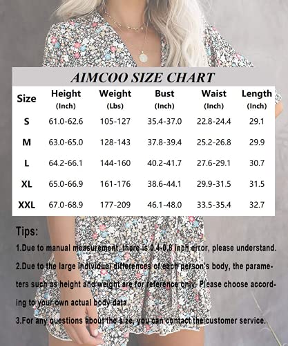 Aimcoo Women's Summer Deep V-Neck Floral Print Romper Ruffle Hem Half Flared Sleeve Jumpsuits Waist Tie Casual Short Rompers #TOP4