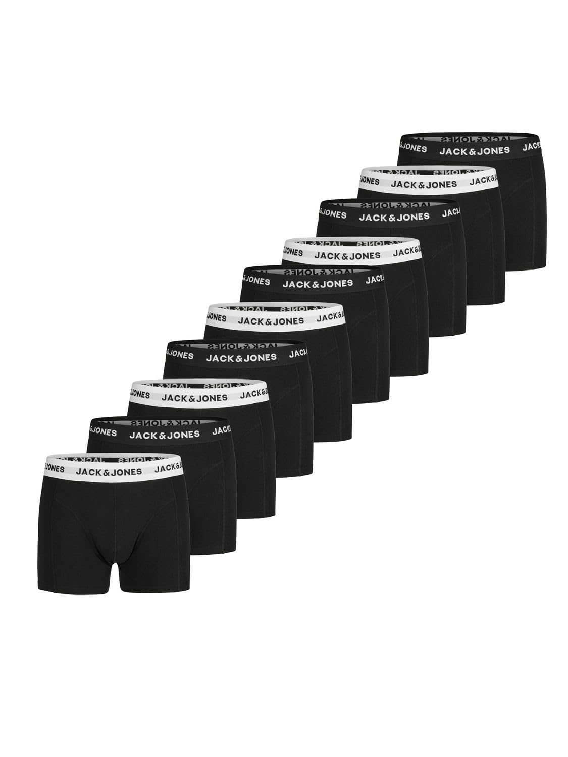 JACK & JONES Boxer da uomo, confezione da 10 pezzi, in cotone, basic trunks jacanton, biancheria intima retrò, pantaloncini elasticizzati, colore nero, bianco, S, M, L, XL, XXL, 3XL