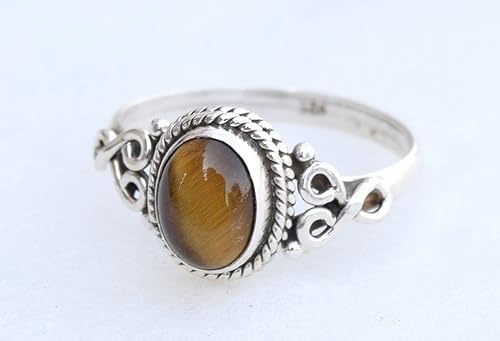 Miniatura 3 de Tiger Eye Stone Ring 925 Sterling Silver Statement Ring For Women Handmade Rings Gemstone Christmas Promise Ring Size US 6 Gift For Her