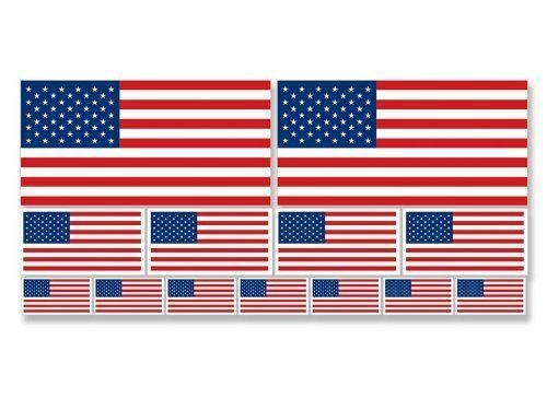 JR Studio USA Flag Sticker - Multiple Sizes, Red, White Vinyl, Waterproof, Car, Wall, Glass, Metal, Plastic, Wood, Outdoor, Indoor