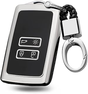 جراب حماية لمفتاح السيارة من السيليكون والبولي يوريثين الحراري مناسبة لسيارة رينو اركانا ميجان اسباس سينيك لاجونا كوليوس كليو زوي اونتو فوب بـ4 أزرار فضي