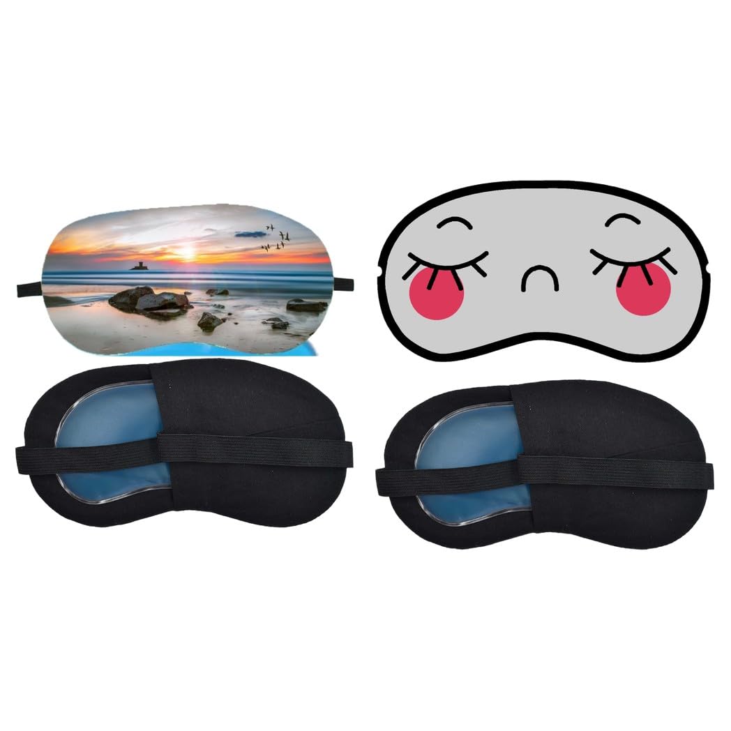 Aoxeria Sunset Beach, Blushing Sleepy Face Sleeping Mask Combo, Soft Comfortable Light-Blocking Eye Cover for Women, Men & Kids, Reusable Blindfold for Night Sleep, Nap, Travel (Pack of 2)-image-43