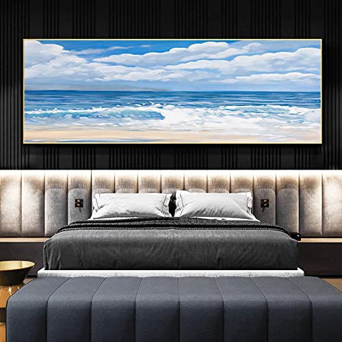 Toile ocean mer paysage panorama abstrait nature pour decoration salon 30x90cm