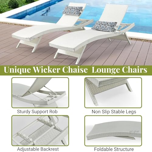 Image of UF Outdoor Poolside Lounger with Adjustable Backrest Sun Chaise Recliner for Terrace Garden Poolside for Relaxation Durable and Stylish- Set of 2 (Sky Blue & Black)