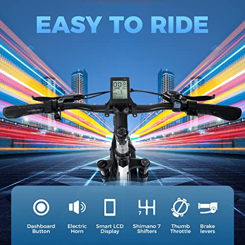 750W Fat Tire Electric Bike Up To 65 Miles Ebike With 4” Tires, 20” Wheels, Removable 48V 13Ah Lithium Ion Battery, Dual Disc Brakes– Electric Bike 7-Speed Shimano Sis Shifting Built For Trail Riding #TOP4