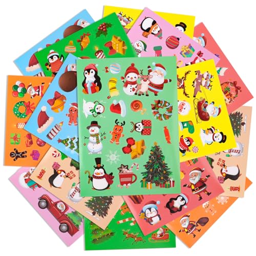 310 Stück Weihnachten Sticker Weihnachtsmann Pinguin Schneemann Winter Aufkleber für Kinder Etiketten Fotoalbum Tagebuch Poesiealbum Scrapbooking Neujahr Dekoration Briefe DIY Basteln