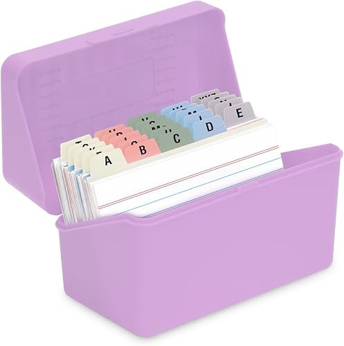 Miniatura 14 de H4D Tarjetero de índice de 3 x 5 con 100 tarjetas de índice a rayas pesadas y 25 divisores de plástico, rojo