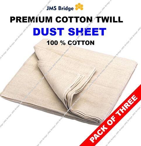 JMS Bridge - Juego de 3 láminas de sarga de algodón (3,2 x 2,50 m, 100% algodón, 3 unidades)