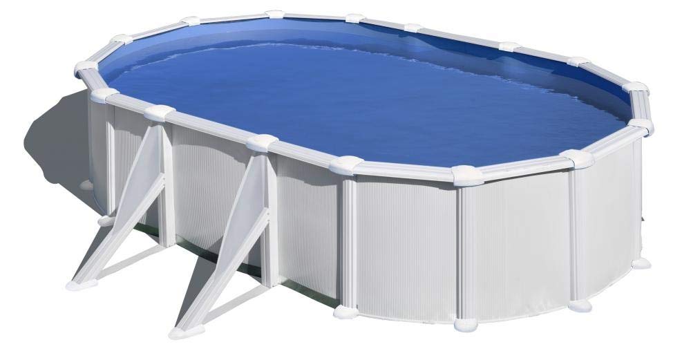 Piscina Gre KITPROV508 Atlantis - Piscina de Acero Elevada,​Ovalada con Aspecto Acero Blanco. Piscinas Desmontables para Jardín 500 x 300 x 132 cm.