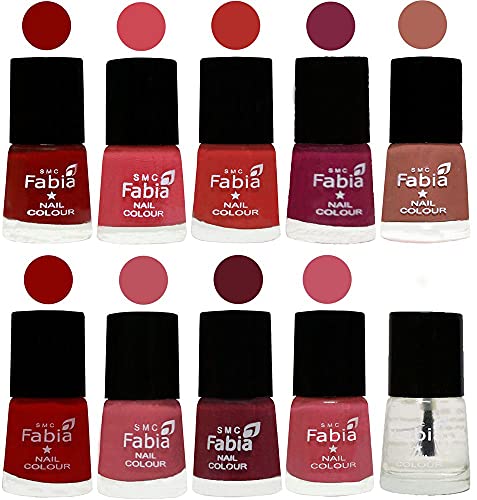 Image of SMC Fabia ALL IN ONE (PACK OF 10), Long Lasting Glossy Nail Polish, 6 ml Each, All Vibrant Colours,02362