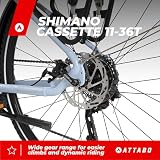 ATTABO Spate 2.0 damski rower trekkingowy, 28 cali, 19", biały – Shimano CUES 2 x 9 & SR Suntour NEX 63 mm – z diodą Dynamo, bagażnikiem i błotnikami, na co dzień i na wycieczki