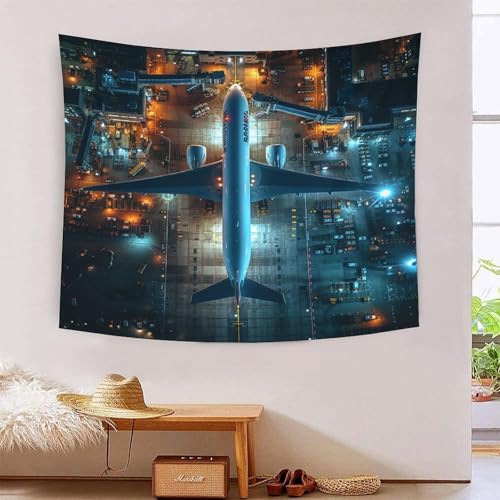 Tapisserie murale avion de passagers 3D grand format 180x230 cm pour deco de salon et chambre
