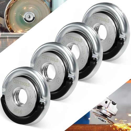 Fuhesgu 4 Pcs M14 Tuerca Liberacion Rapida Amoladora Tuerca Fijacion Rapida Amoladora Tuerca Apriete M14 Pequeña para AmoladoraAngular - para Cambiar Rápidamente Disco Sin Herramientas