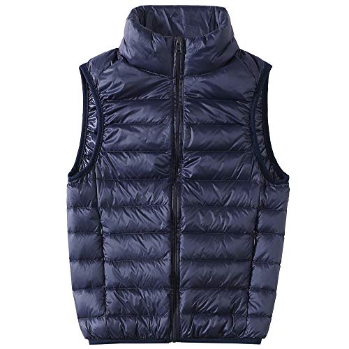 Camii Mia Kids Big Boys Puffer Vest Packable Lightweight Winter Coat Sleeveless Jacket Water Resistant Down Vest (Medium, Navy) #TOP14
