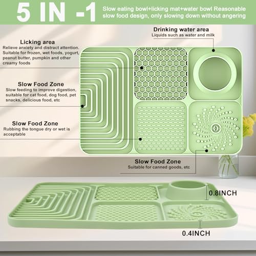 Tapete de lambida com alimentador lento, tapete para lamber cães com ventosas para comida e água, ta