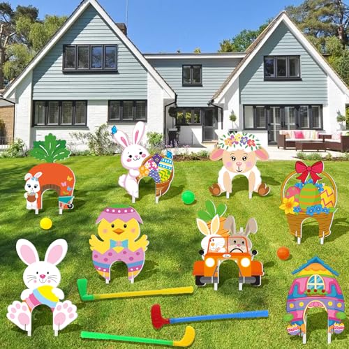 Easter Golf Game Mini 8 Pcs Bunny Chick Themed Golf