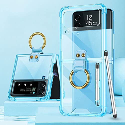 Étui Galaxy Z Flip 4 avec stylo et porte-clés bleu pour le quotidien
