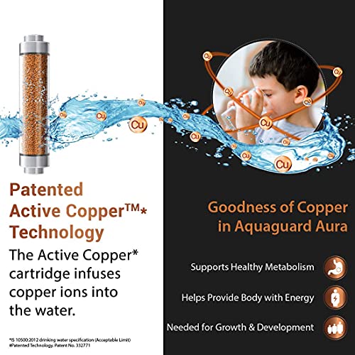 Eureka-Forbes-Aquaguard-Aura-UV-e-boiling-Ultra-Filtration-Active-Copper-Mineral-Guard-Technology-Water-Purifier-Black-Copper Eureka Forbes Aquaguard Aura UV+UF (TDS: Up to 200PPM)|Patented Active Copper & Zinc Booster|Wall or Countertop…