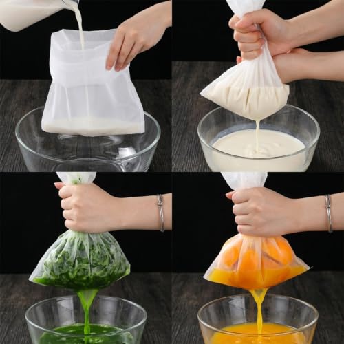 Nogeqi 3PCS Nut Milk Bag, Reusable Nylon Straining Bag, 200 Mesh Cheese Cloths for Straining Fine Mesh Bags for Filtering Yogurt Fruit Juice Coffee Tofu Tea Cheese, 24x36cm/30x45cm - Image 4