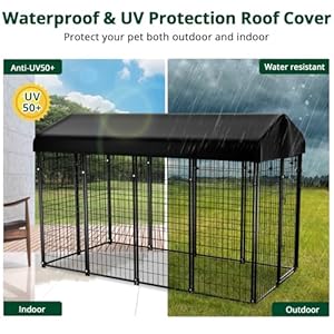 Dog Kennel Outside with Roof, 8'x6'x4' Outdoor Dog Kennels for Large Dogs, Heavty Duty Welded Dog Crate Playpen with UV-Resistant Waterproof Cover Dog Kennel Outside with Roof 8x6x4 Outdoor Dog Kennels for Large Dogs Heavty Duty Welded Dog Crate Playpen with UV Resistant Waterproof Cover