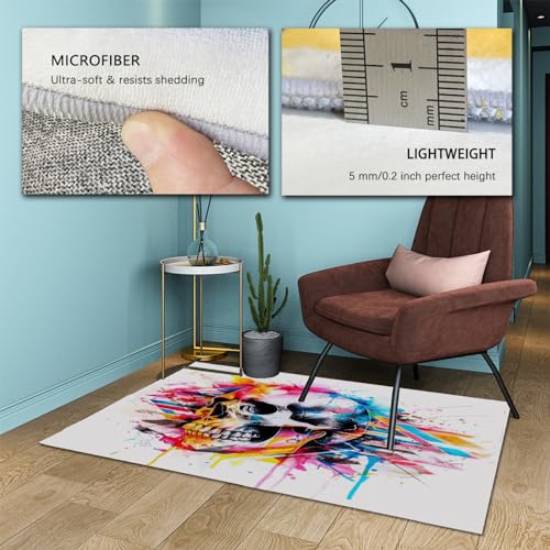 Tapis de crâne d'horreur moderne graffiti imprimé coloré antidérapant - 5