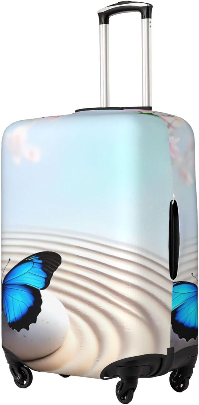 Butterfly In Blossoms Zen Print Luggage Cover Washable Elasticated Suitcase Covers TSA Approved Stylish Dust and Scratch Resistant Case Protector for Kids and Adults