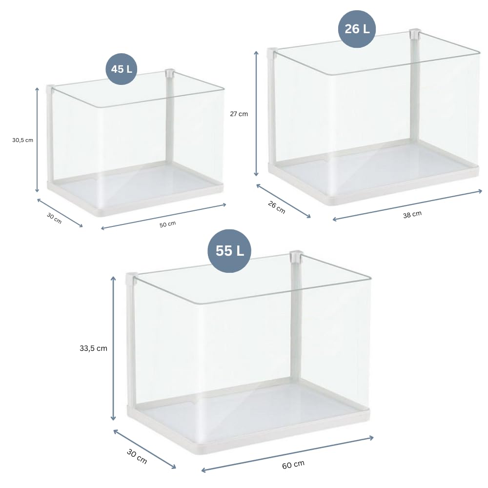 Aquariumline otwarte akwarium ze szkła, ekstra klarowne szkło panoramiczne, 55 l, 60 x 30 x 33,5 cm