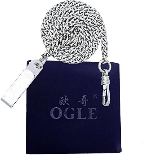 OGLE Vintage Waterproof Mirror Chain Black Fob Self Winding Automatic Skeleton Mechanical Waterproof Pocket Watch