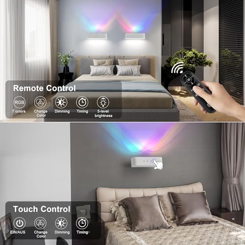 Wall Scones Rechargeable Wall Sconces Set of 2 with Touch Remote Control by comzler - Used condition - Image 7