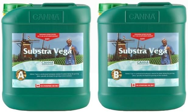5 Liter - Substra Vega - Part A and B - Soft Water - Veg Nutrient - Developed For Run to Waste Inert Mediums - CANNA 9221005
