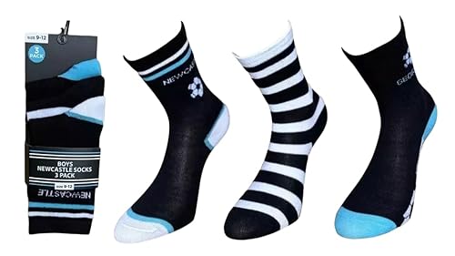 Candid Styles® Pack of 3 Mens Football Socks - United, Manchester City, Newcastle, Liverpool Adult Team Socks for Sports, Training, or Everyday Wear Comfortable & Durable (NEWCASTLE, 6-11)